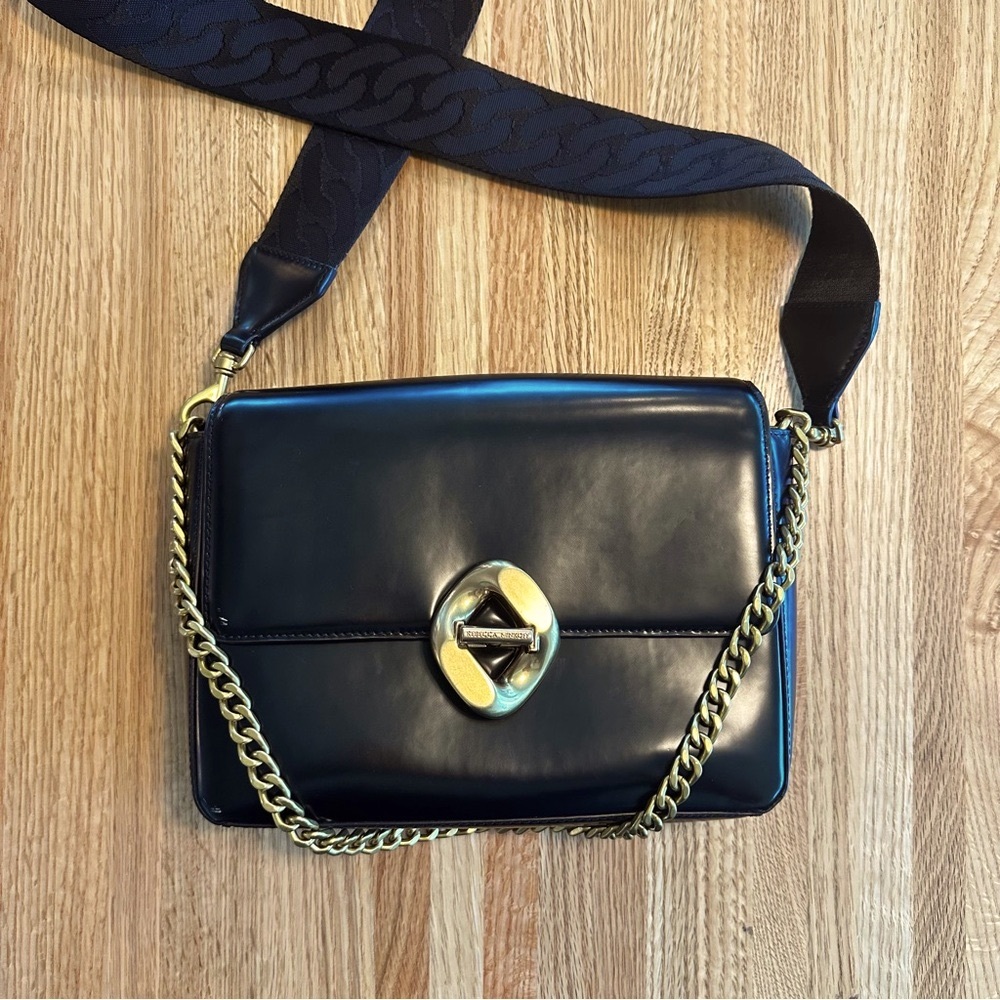 Rebecca Minkoff G Black Adjustable Crossbody/ Chain Shoulder /Clutch purse.